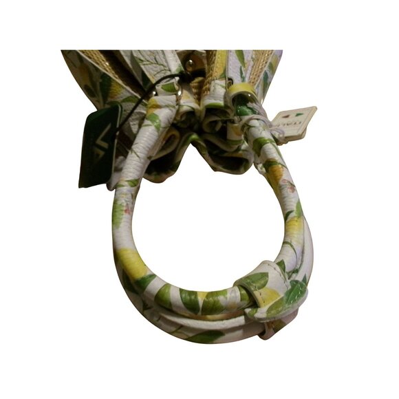 NEW Valentina Italia Lemon Print & Woven Panel Bucket Bag With Drawstring Closur - Picture 7 of 16